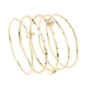Friends Collection Set of 5 Flower Design Hammered Bangles